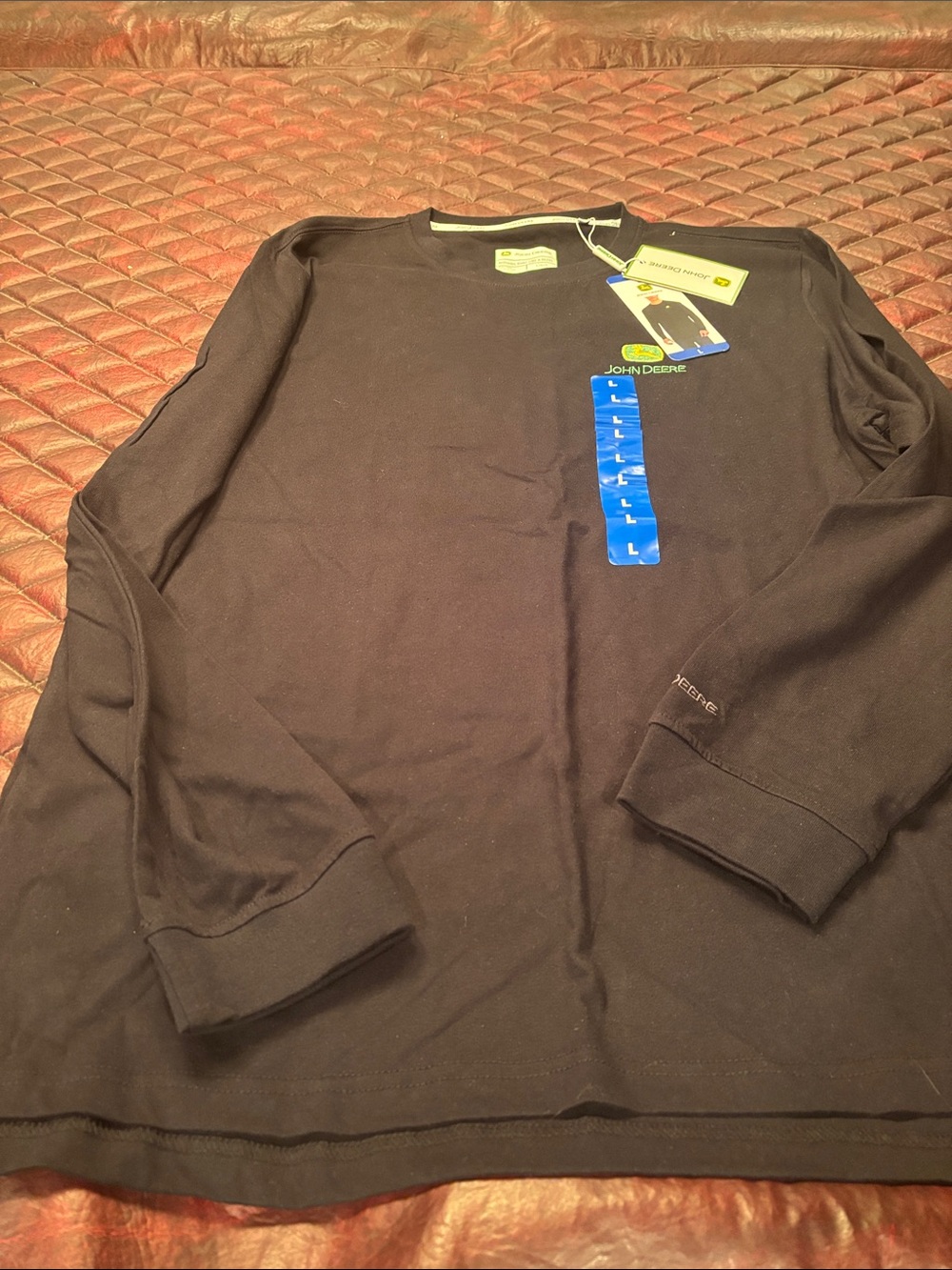 John Deere Black Long-Sleeve Crew Shirt with Tags